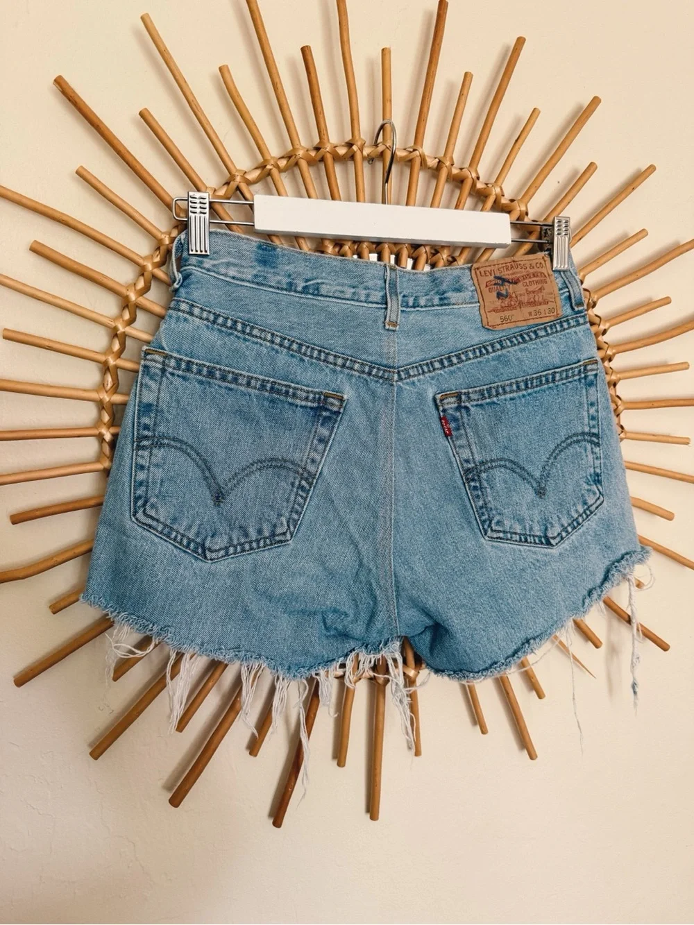 Light Wash Levi Denim Cutoff Shorts